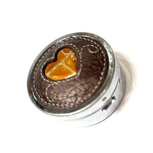 Vintage Brighton Brown Leather Heart Pill Box